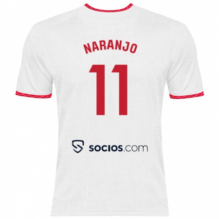 Kandiny Kinder Mario Naranjo #11 Weiß Rot Heimtrikot Trikot 2024/25 T-Shirt