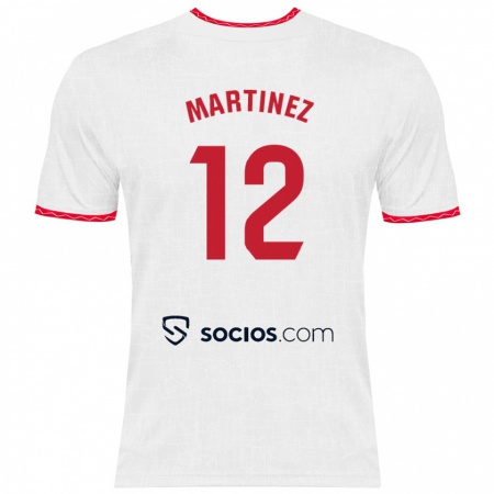 Kandiny Kinder Gabri Martinez #12 Weiß Rot Heimtrikot Trikot 2024/25 T-Shirt