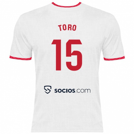 Kandiny Kinder Juanan Toro #15 Weiß Rot Heimtrikot Trikot 2024/25 T-Shirt