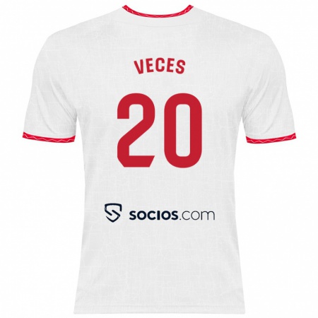 Kandiny Kinder Sergio Veces #20 Weiß Rot Heimtrikot Trikot 2024/25 T-Shirt