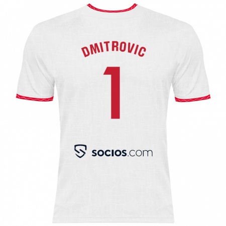 Kandiny Kinder Marko Dmitrović #1 Weiß Rot Heimtrikot Trikot 2024/25 T-Shirt