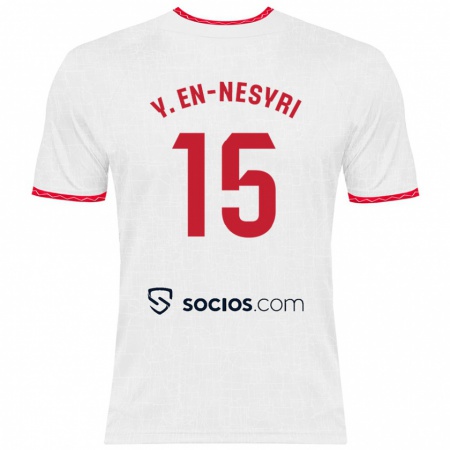 Kandiny Kinder Youssef En-Nesyri #15 Weiß Rot Heimtrikot Trikot 2024/25 T-Shirt