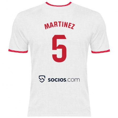 Kandiny Kinder Sergio Martínez #5 Weiß Rot Heimtrikot Trikot 2024/25 T-Shirt