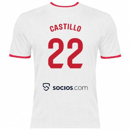 Kandiny Kinder José Castillo #22 Weiß Rot Heimtrikot Trikot 2024/25 T-Shirt