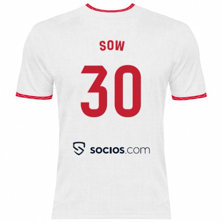 Kandiny Kinder Ibrahima Sow #30 Weiß Rot Heimtrikot Trikot 2024/25 T-Shirt