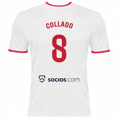 Kandiny Kinder Alberto Collado #8 Weiß Rot Heimtrikot Trikot 2024/25 T-Shirt