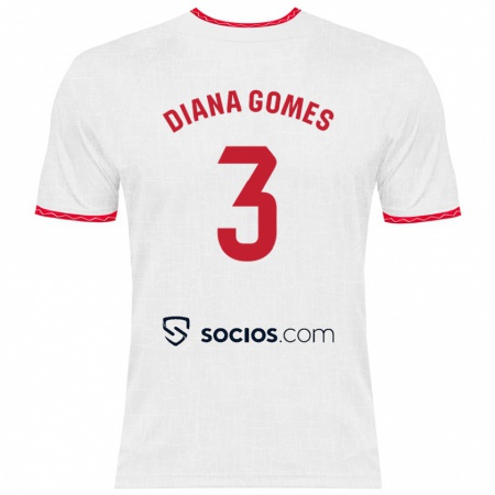 Kandiny Kinder Diana Catarina Ribeiro Gomes #3 Weiß Rot Heimtrikot Trikot 2024/25 T-Shirt