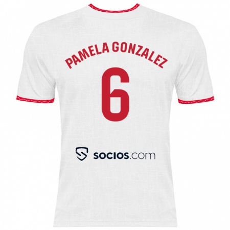 Kandiny Kinder Cinthia Pamela González Medina #6 Weiß Rot Heimtrikot Trikot 2024/25 T-Shirt