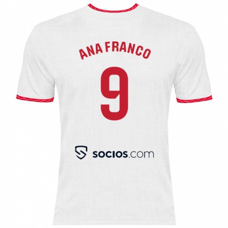 Kandiny Kinder Ana Franco De La Vega #9 Weiß Rot Heimtrikot Trikot 2024/25 T-Shirt