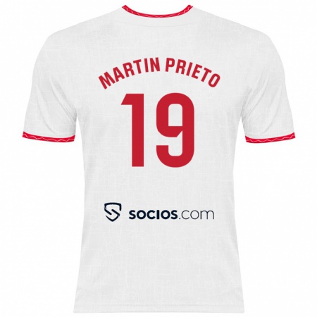 Kandiny Kinder Cristina Martín-Prieto Gutiérrez #19 Weiß Rot Heimtrikot Trikot 2024/25 T-Shirt