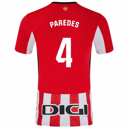 Kandiny Kinder Aitor Paredes #4 Rot Weiß Heimtrikot Trikot 2024/25 T-Shirt