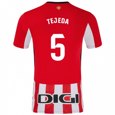 Kandiny Kinder Diego Tejeda #5 Rot Weiß Heimtrikot Trikot 2024/25 T-Shirt