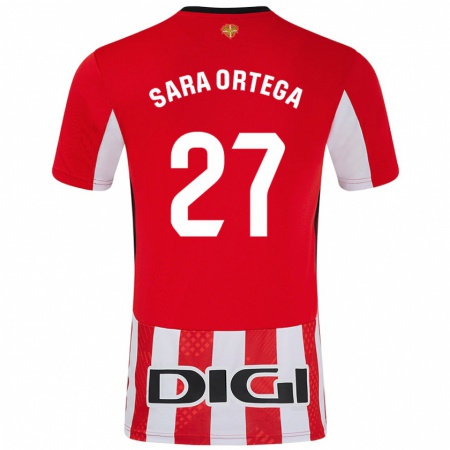 Kandiny Kinder Sara Ortega Ruiz #27 Rot Weiß Heimtrikot Trikot 2024/25 T-Shirt