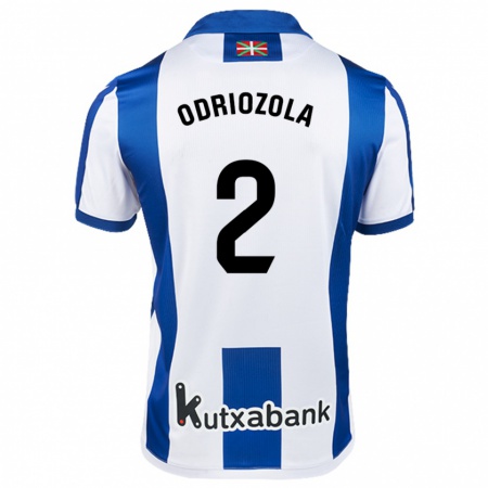 Kandiny Kinder Álvaro Odriozola #2 Weiß Blau Heimtrikot Trikot 2024/25 T-Shirt