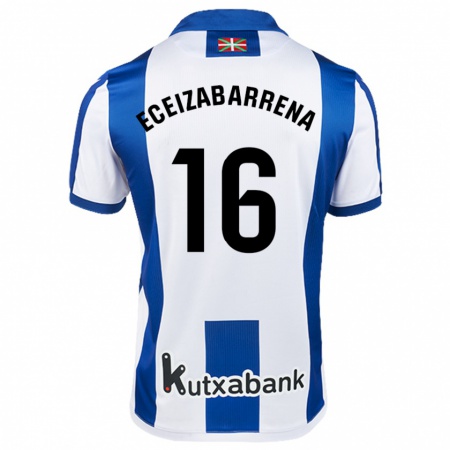 Kandiny Kinder Jon Eceizabarrena #16 Weiß Blau Heimtrikot Trikot 2024/25 T-Shirt