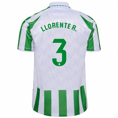 Kandiny Kinder Diego Llorente #3 Grün Weiße Streifen Heimtrikot Trikot 2024/25 T-Shirt