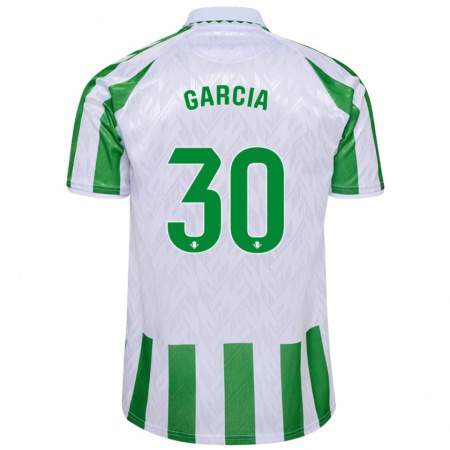 Kandiny Kinder Germán García #30 Grün Weiße Streifen Heimtrikot Trikot 2024/25 T-Shirt