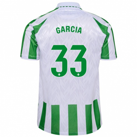 Kandiny Kinder Pablo García #33 Grün Weiße Streifen Heimtrikot Trikot 2024/25 T-Shirt