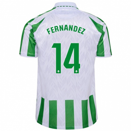 Kandiny Kinder Quique Fernández #14 Grün Weiße Streifen Heimtrikot Trikot 2024/25 T-Shirt