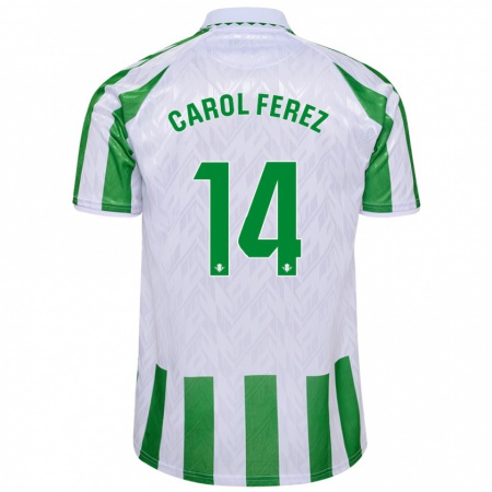 Kandiny Kinder Carolina Férez Méndez #14 Grün Weiße Streifen Heimtrikot Trikot 2024/25 T-Shirt