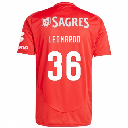 Kandiny Kinder Marcos Leonardo #36 Rot Weiß Heimtrikot Trikot 2024/25 T-Shirt