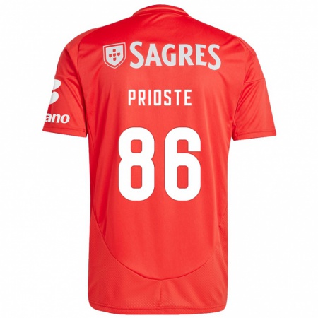 Kandiny Kinder Diogo Prioste #86 Rot Weiß Heimtrikot Trikot 2024/25 T-Shirt