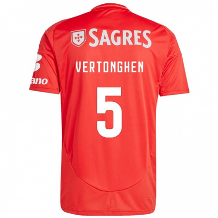 Kandiny Kinder Jan Vertonghen #5 Rot Weiß Heimtrikot Trikot 2024/25 T-Shirt