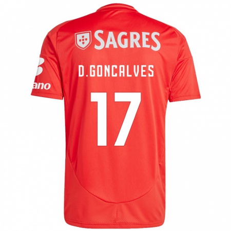 Kandiny Kinder Diogo Goncalves #17 Rot Weiß Heimtrikot Trikot 2024/25 T-Shirt