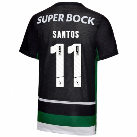 Kandiny Kinder Nuno Santos #11 Schwarz Weiß Grün Heimtrikot Trikot 2024/25 T-Shirt