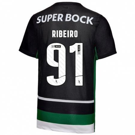 Kandiny Kinder Rodrigo Ribeiro #91 Schwarz Weiß Grün Heimtrikot Trikot 2024/25 T-Shirt