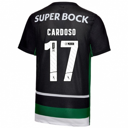 Kandiny Kinder Diogo Cardoso #17 Schwarz Weiß Grün Heimtrikot Trikot 2024/25 T-Shirt