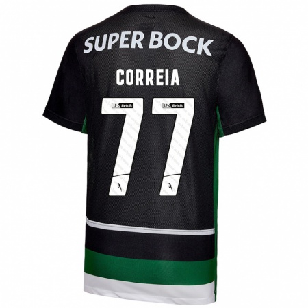 Kandiny Kinder Alícia Correia #77 Schwarz Weiß Grün Heimtrikot Trikot 2024/25 T-Shirt