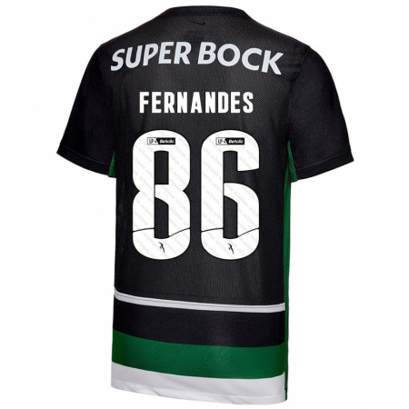 Kandiny Kinder Emanuel Fernandes #86 Schwarz Weiß Grün Heimtrikot Trikot 2024/25 T-Shirt