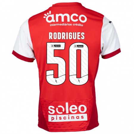 Kandiny Kinder Diego Rodrigues #50 Rot Weiß Heimtrikot Trikot 2024/25 T-Shirt