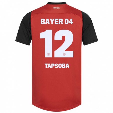 Kandiny Kinder Edmond Tapsoba #12 Rot Schwarz Heimtrikot Trikot 2024/25 T-Shirt