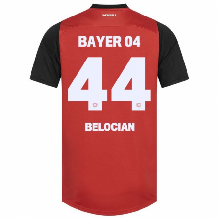 Kandiny Kinder Jeanuël Belocian #44 Rot Schwarz Heimtrikot Trikot 2024/25 T-Shirt