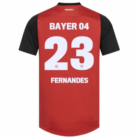 Kandiny Kinder Tyron Fernandes #23 Rot Schwarz Heimtrikot Trikot 2024/25 T-Shirt