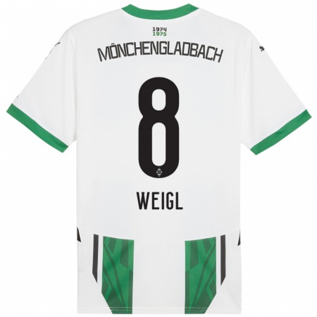 Kandiny Kinder Julian Weigl #8 Weiß Grün Heimtrikot Trikot 2024/25 T-Shirt