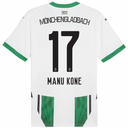 Kandiny Kinder Manu Koné #17 Weiß Grün Heimtrikot Trikot 2024/25 T-Shirt