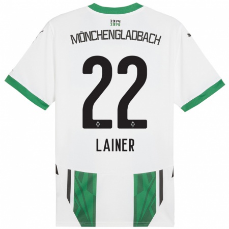 Kandiny Kinder Stefan Lainer #22 Weiß Grün Heimtrikot Trikot 2024/25 T-Shirt