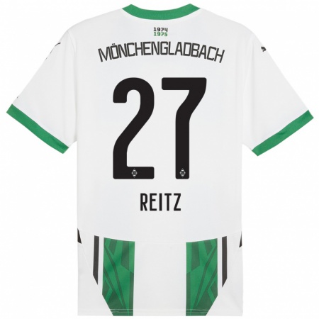 Kandiny Kinder Rocco Reitz #27 Weiß Grün Heimtrikot Trikot 2024/25 T-Shirt