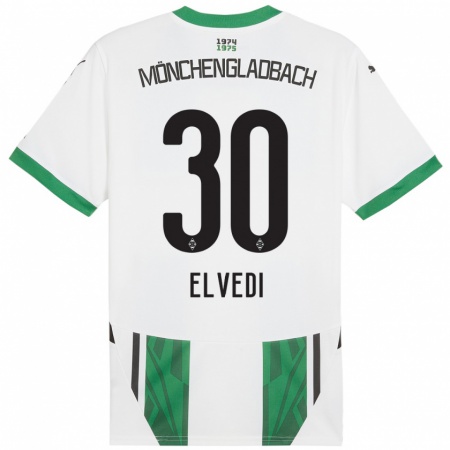 Kandiny Kinder Nico Elvedi #30 Weiß Grün Heimtrikot Trikot 2024/25 T-Shirt