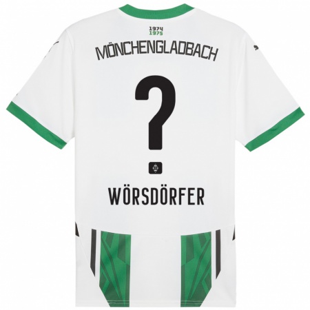 Kandiny Kinder Len Wörsdörfer #0 Weiß Grün Heimtrikot Trikot 2024/25 T-Shirt