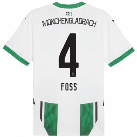 Kandiny Kinder Jonathan Foss #4 Weiß Grün Heimtrikot Trikot 2024/25 T-Shirt