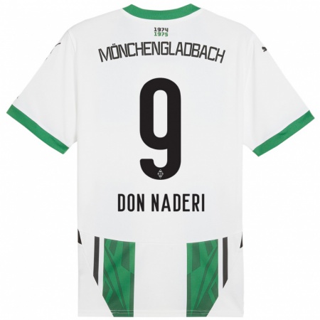 Kandiny Kinder Ryan Naderi #9 Weiß Grün Heimtrikot Trikot 2024/25 T-Shirt