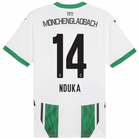 Kandiny Kinder Michael Nduka #14 Weiß Grün Heimtrikot Trikot 2024/25 T-Shirt