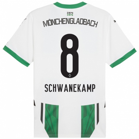 Kandiny Kinder Jana Schwanekamp #8 Weiß Grün Heimtrikot Trikot 2024/25 T-Shirt