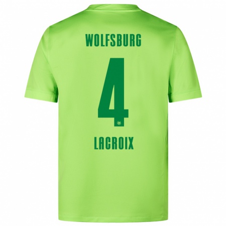 Kandiny Kinder Maxence Lacroix #4 Fluoreszierendes Grün Heimtrikot Trikot 2024/25 T-Shirt