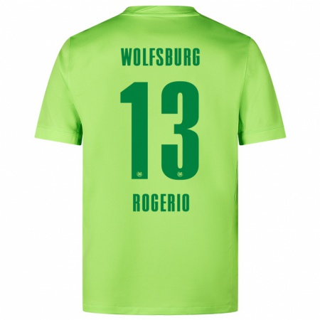 Kandiny Kinder Rogério #13 Fluoreszierendes Grün Heimtrikot Trikot 2024/25 T-Shirt