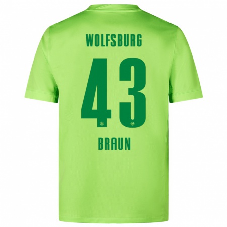 Kandiny Kinder Manuel Braun #43 Fluoreszierendes Grün Heimtrikot Trikot 2024/25 T-Shirt